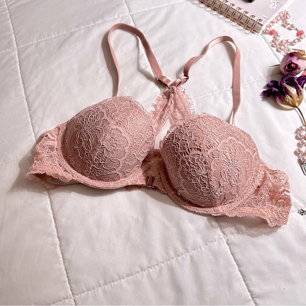 VS Lace Pale Pink Racerback Demi Bra